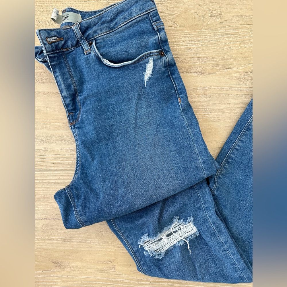 Topshop Jamie Jeans, distressed, medium blue